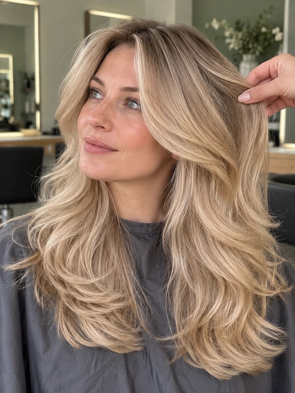 Dlouhé blond vlasy ve vrstvách