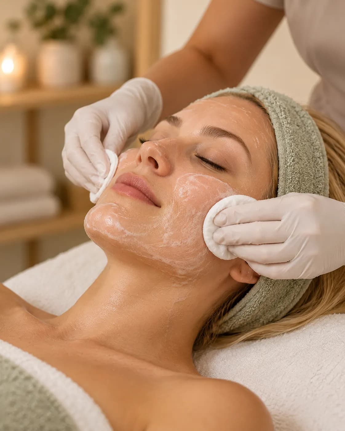 Spa čištění pleti vatovými tampony