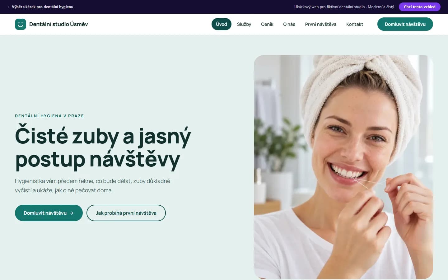 Náhled ukázky dentálního studia, design Moderní a čistý