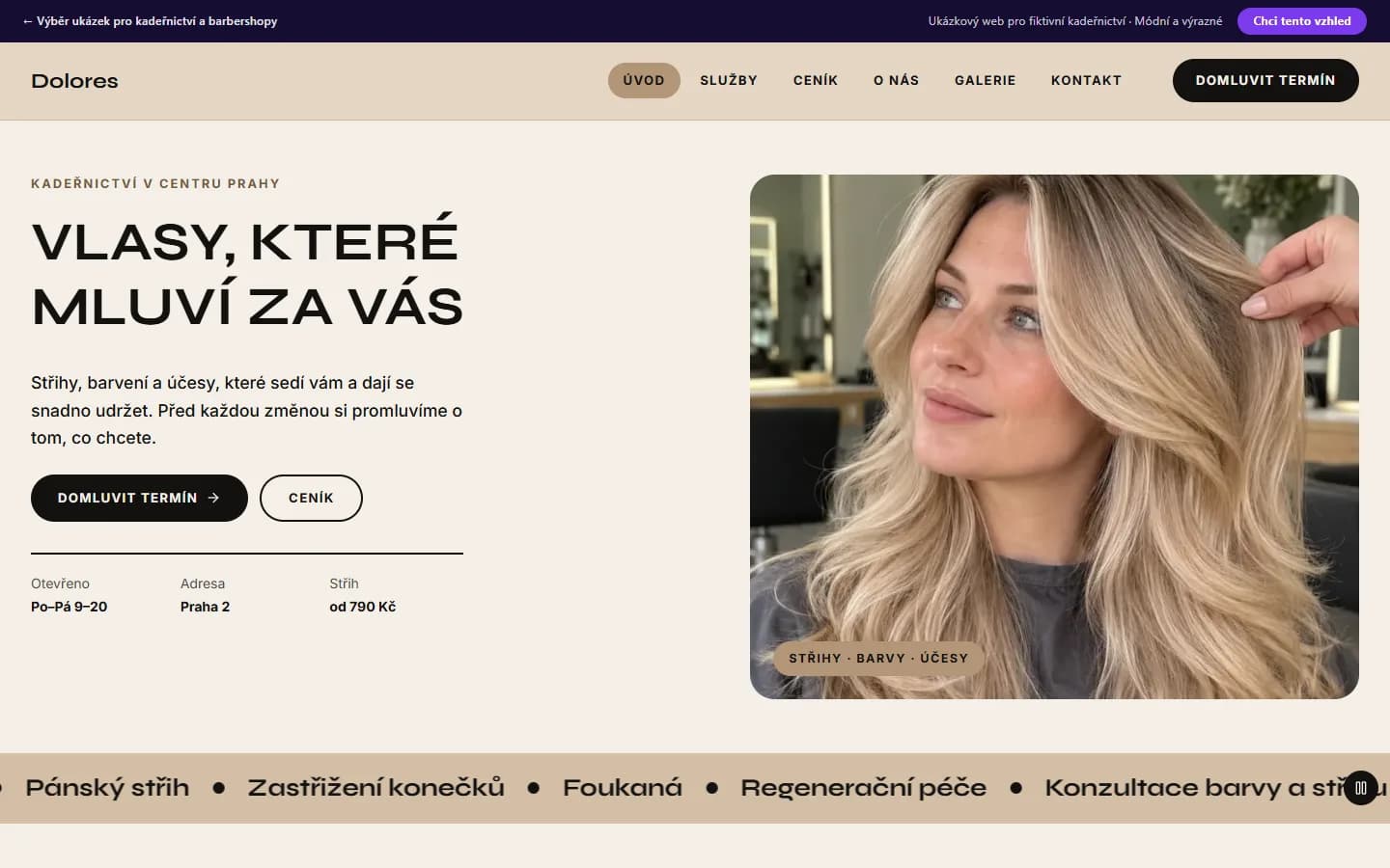 Náhled ukázky kadeřnictví, design Módní a výrazné