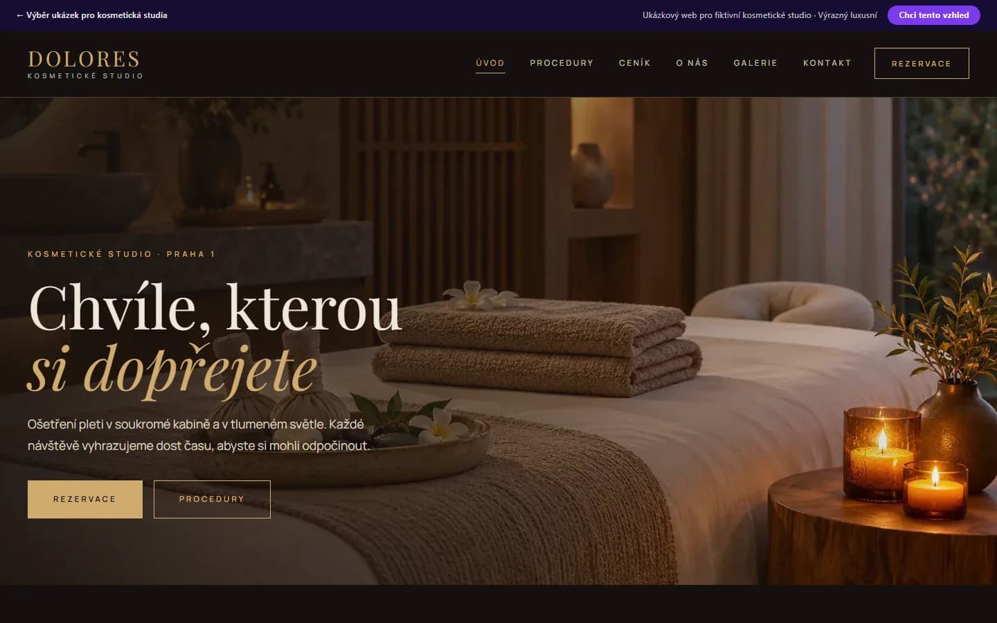 Náhled ukázky kosmetického studia, design Výrazný luxusní