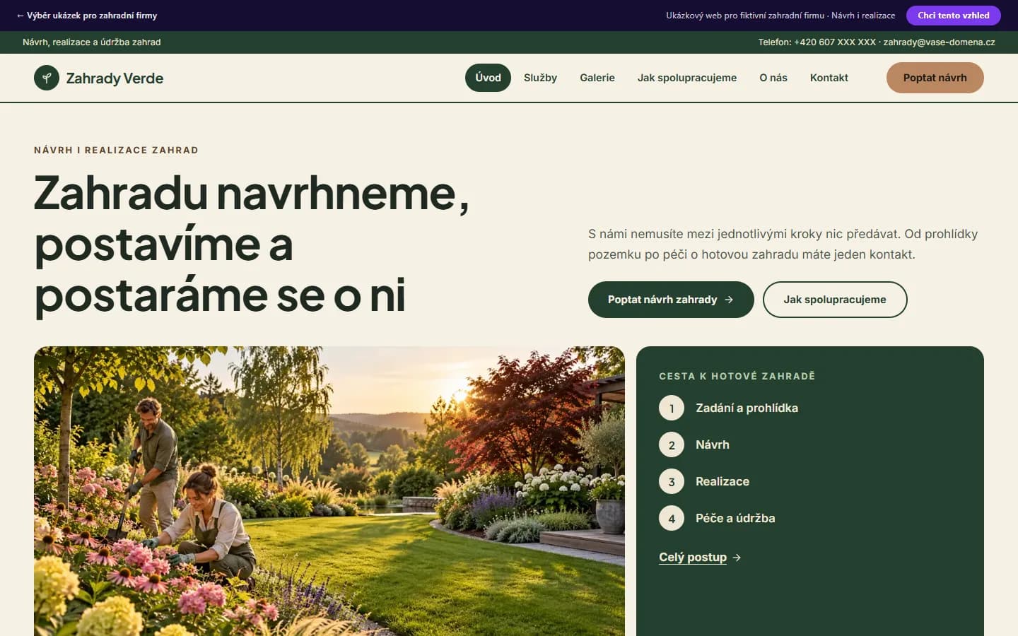 Náhled ukázky zahradní firmy, design Návrh i realizace
