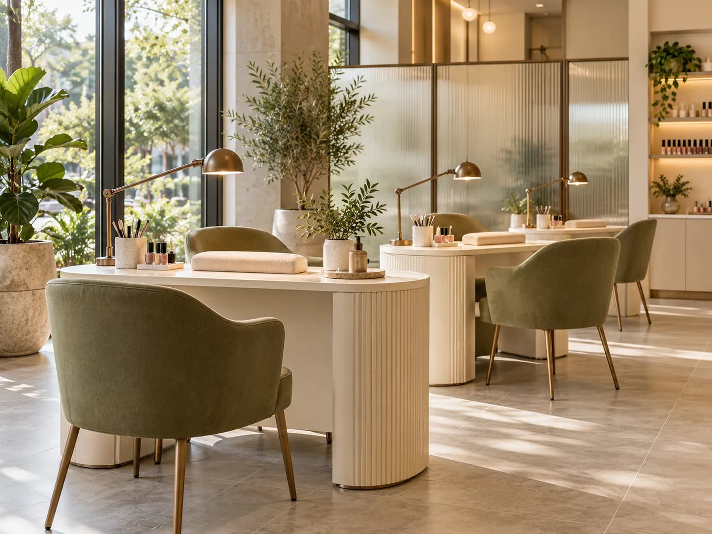 Moderní manikérský salon v denním světle