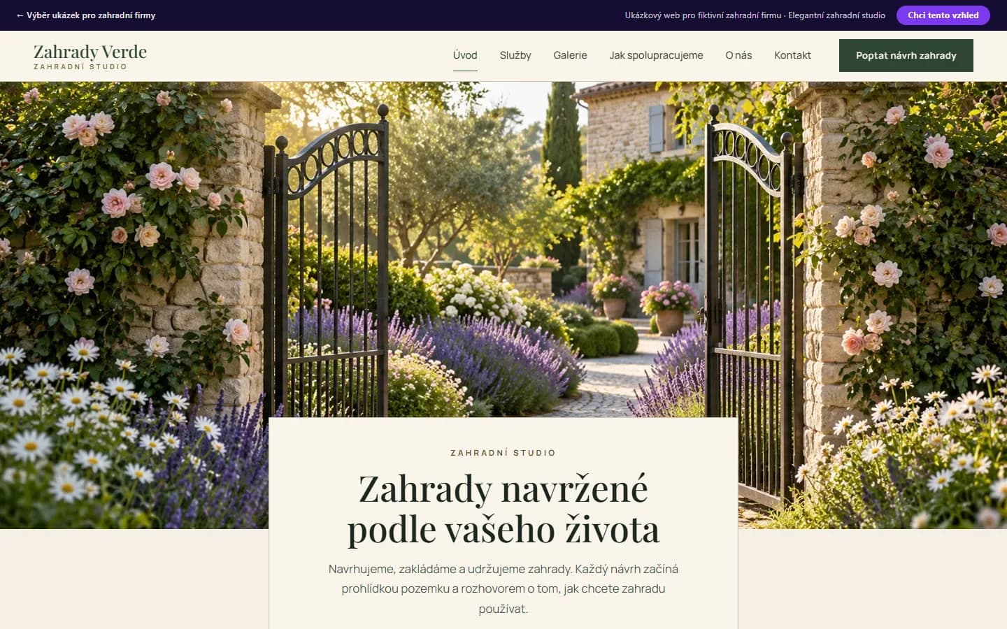 Náhled ukázky zahradní firmy, design Elegantní zahradní studio